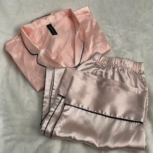 silk material pj pants and bottoms. supper cute and 10/10 comfortable.